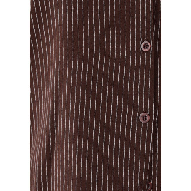 Braun gestreifte Bluse mit St. Tropez-Stickerei