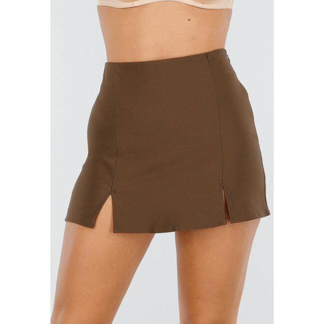 Skort Braun mit Stretch und Schlitz
