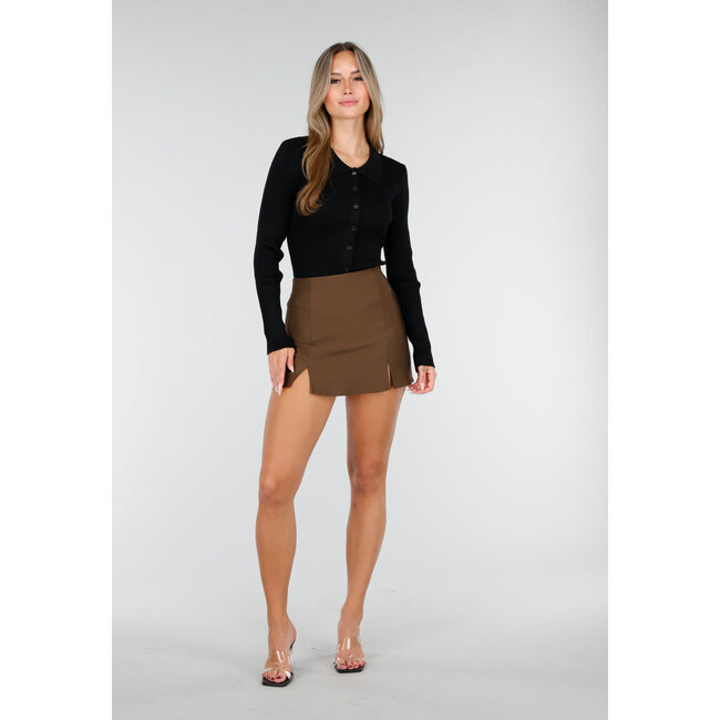 Skort Braun mit Stretch und Schlitz