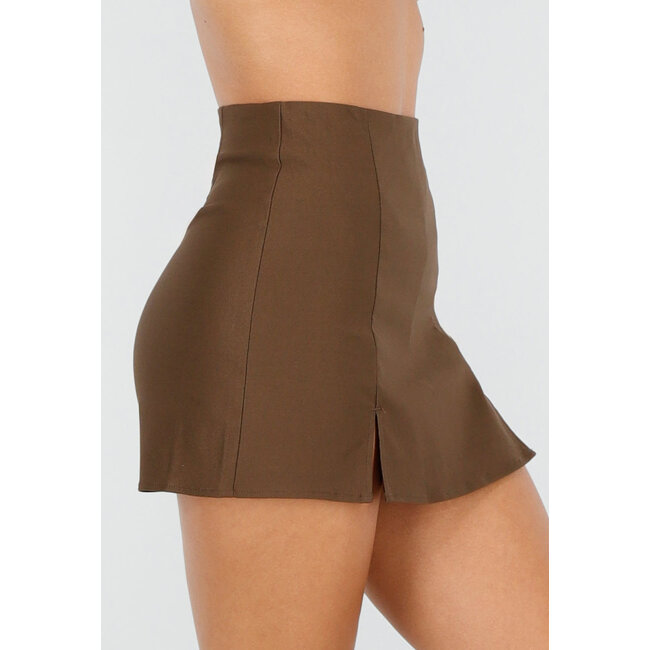 Skort Braun mit Stretch und Schlitz