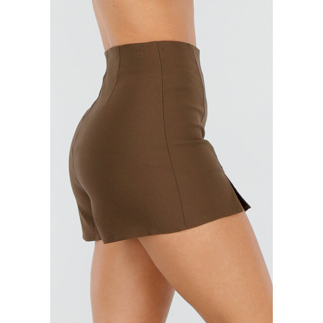 Skort Braun mit Stretch und Schlitz