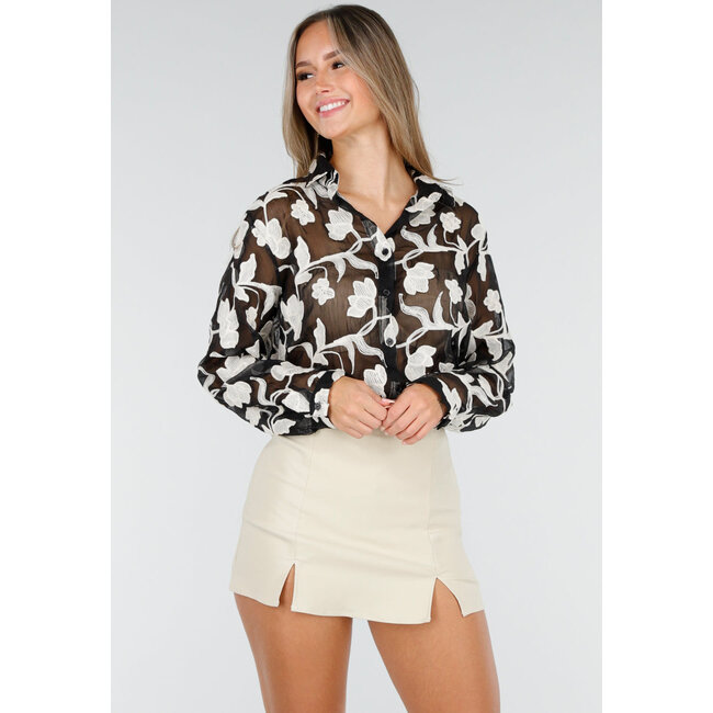 Beigefarbener Skort mit Stretch und Schlitzen