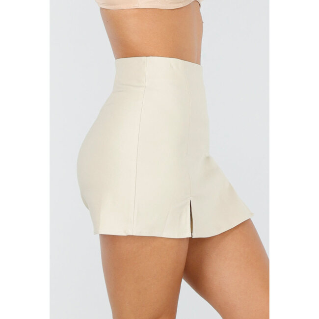 Beigefarbener Skort mit Stretch und Schlitzen