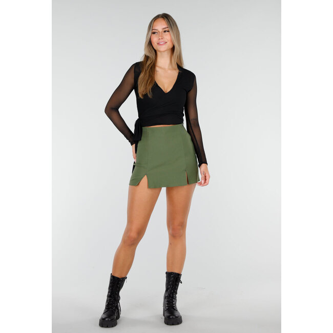 Skort Army Green mit Stretch und Schlitzen