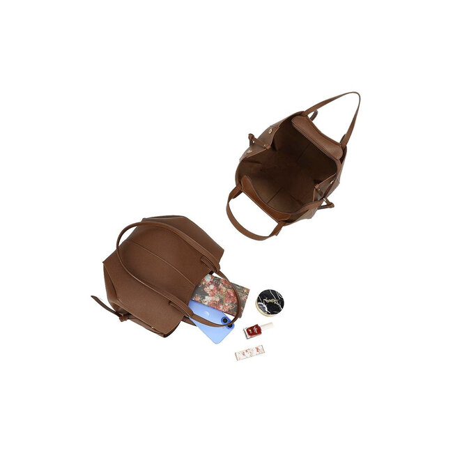 Braune Handtasche aus Kunstleder mit Innenfach