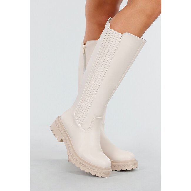 Beige Hohe Stiefel