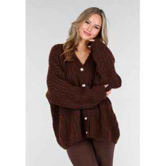 Brauner Strickcardigan mit Knöpfen