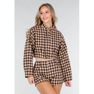 Pied-de-Poule-Set mit kurzen Hosen