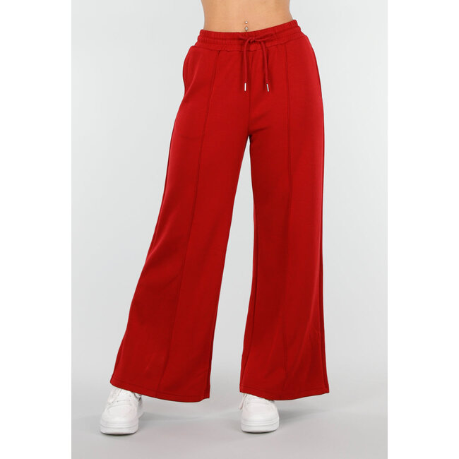 Bordeauxrote Hose mit weitem Bein und elastischem Bund