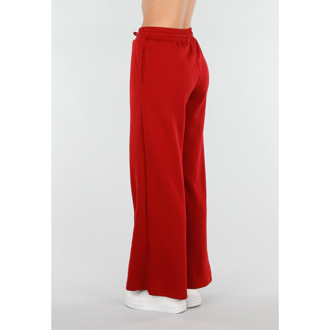 Bordeauxrote Hose mit weitem Bein und elastischem Bund