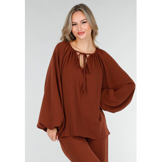 Braune Bluse in Leinenoptik