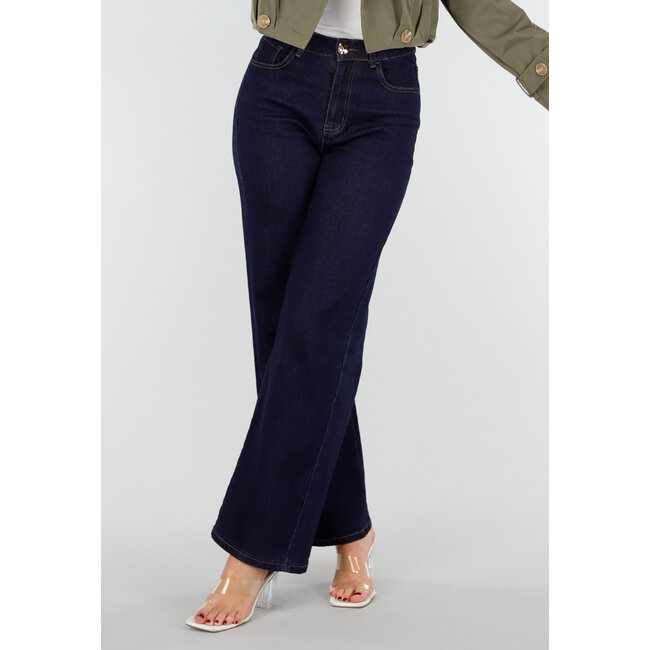 High Waist Wide Leg Jeans Dunkelblau