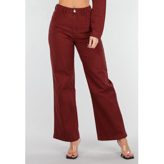 High Waist Jeans Bordeauxrot