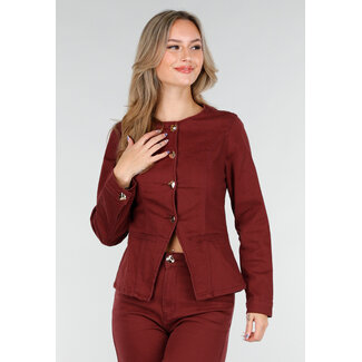 Denim-Peplum-Blazer Bordeauxrot