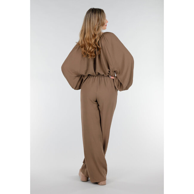 Braune Hose in Leinenoptik mit geradem Bein