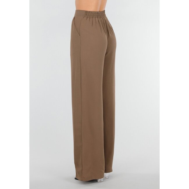 Braune Hose in Leinenoptik mit geradem Bein
