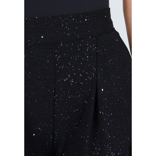 Schwarze Hose in Leinenoptik mit Glitzer