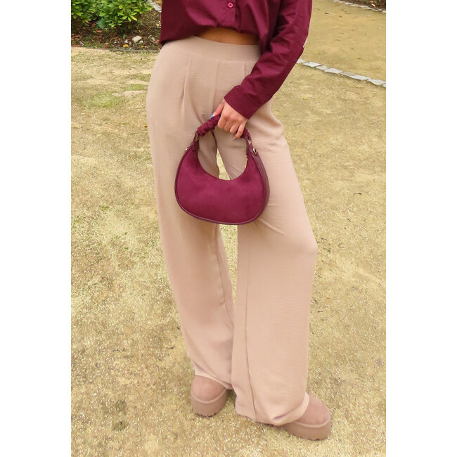Hose mit hoher Taille, Beige, weich