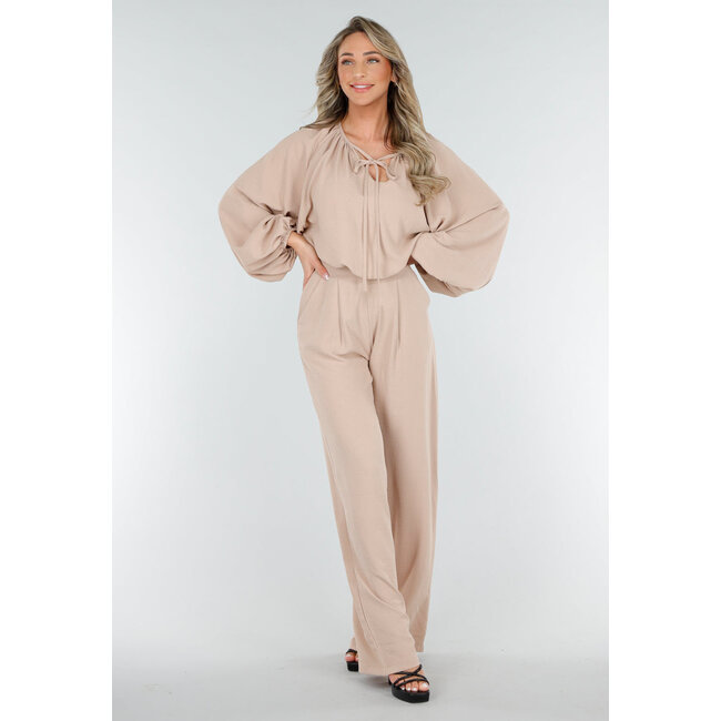 Hose mit hoher Taille, Beige, weich