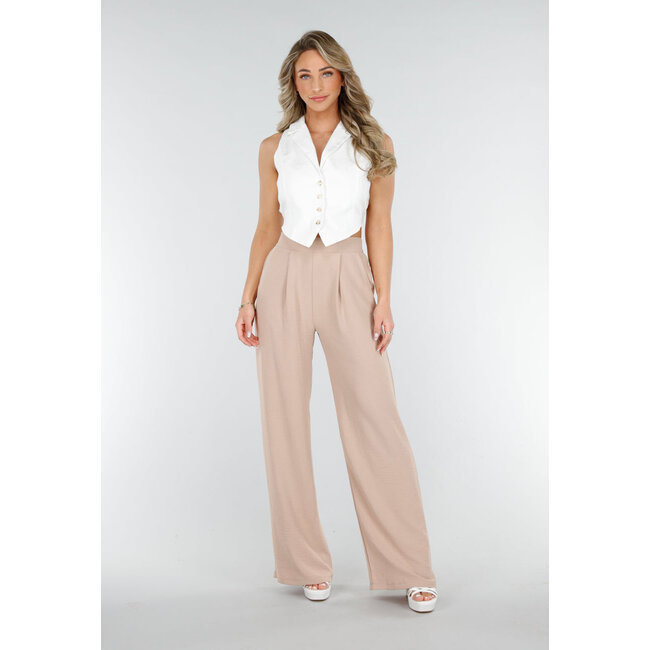Hose mit hoher Taille, Beige, weich