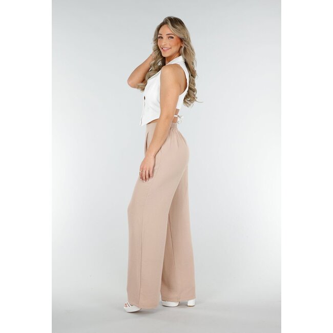 Hose mit hoher Taille, Beige, weich