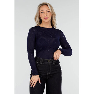 Dunkelblaues Glitzer-Stretch-Oberteil