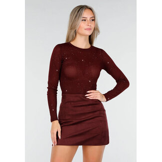 Bordeaux Top mit Glitzerdetails