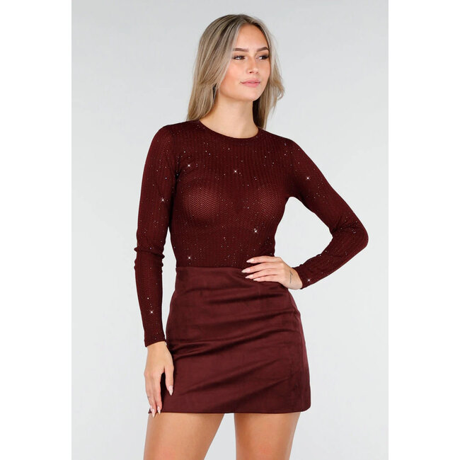 Bordeaux Top mit Glitzerdetails