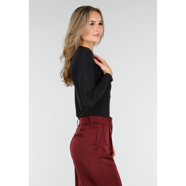 Schwarzer Glitzer-Body mit Aufdruck