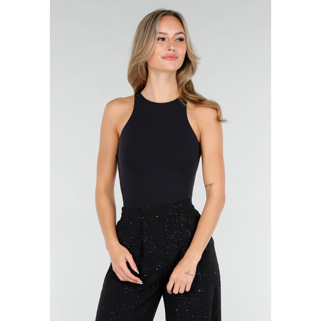 Schwarzer Basic Stretch Body ohne Ärmel