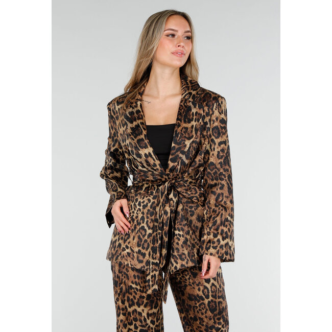 Zweiteiliges Set mit Blazer und Hose im Leopardenmuster