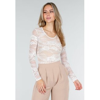 Weißer Spitzen-Bodysuit