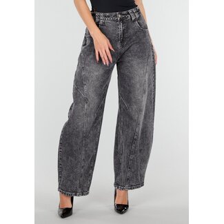 Graue Stretch-Barrel-Jeans
