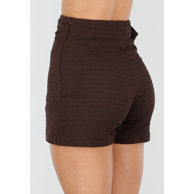 Brauner Stretch-Skort im Leinen-Look mit Überwurf