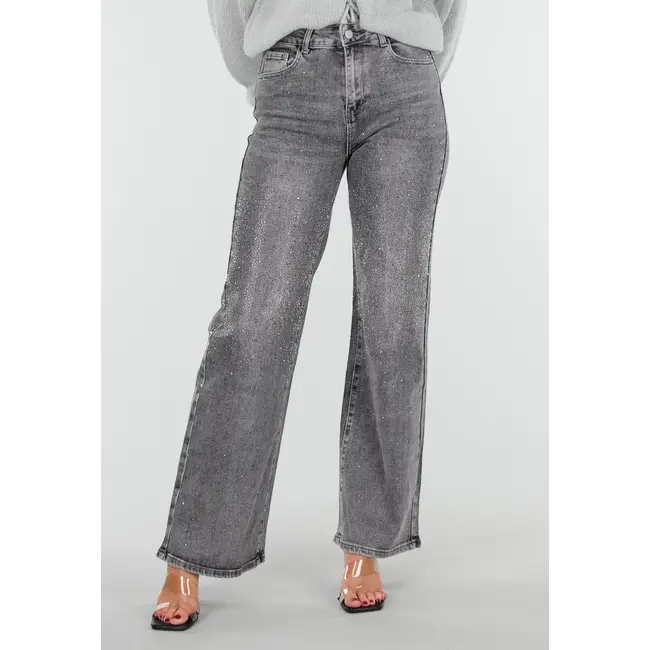 Redial Jeans Graue Wide Leg Jeans mit Glitzer