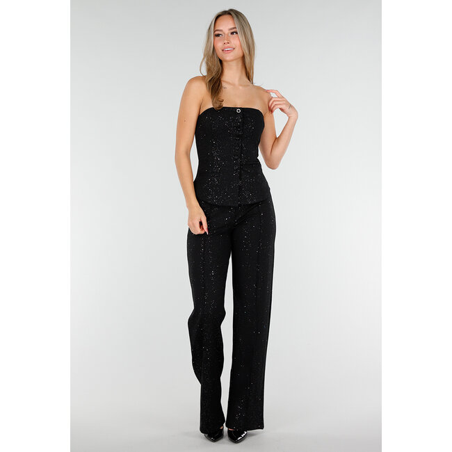 Tall Schwarze Straight Leg Super Stretch Hose mit Glitzer