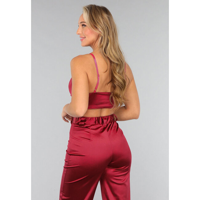 Burgunderfarbenes Triangel-Top in Satin-Optik