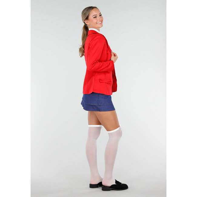 Schulmädchen-Uniformkostüm mit rotem Blazer und Krawatte