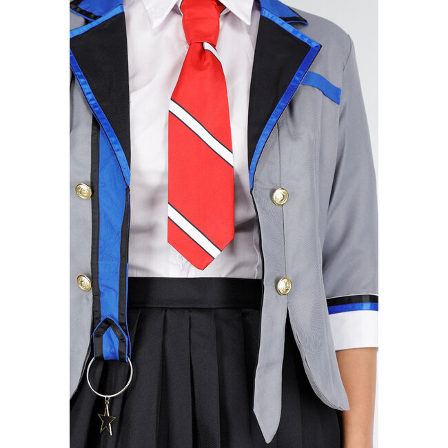 Schuluniform Kostüm mit grauem Blazer Bluse Set mit Rock und Krawatte