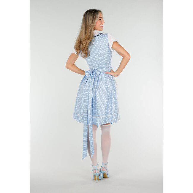 Blaues Oktoberfest-Kleid mit weißer Spitze und Schnürverschluss