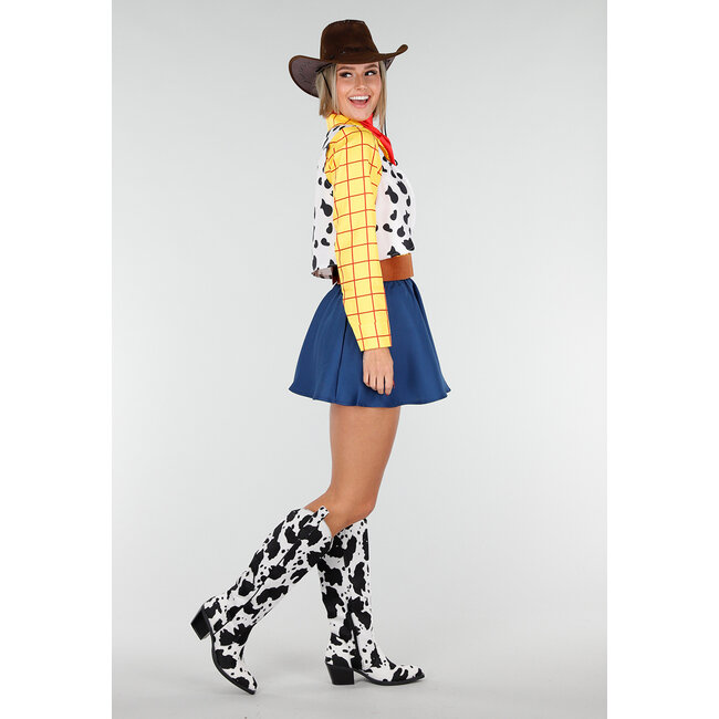 Cowgirl-Kostüm mit karierter Bluse, Weste und rotem Bandana