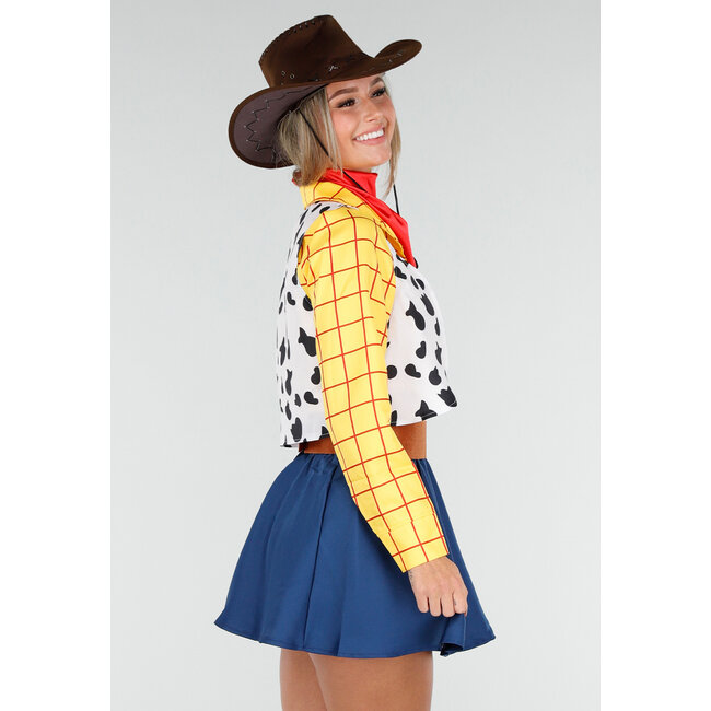 Cowgirl-Kostüm mit karierter Bluse, Weste und rotem Bandana