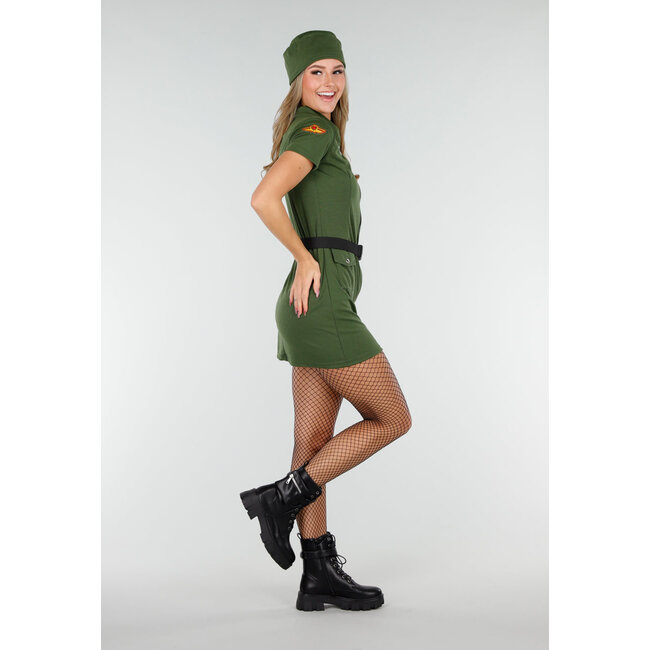Camouflage-Armeekostüm mit Gürteldetails und Stretch