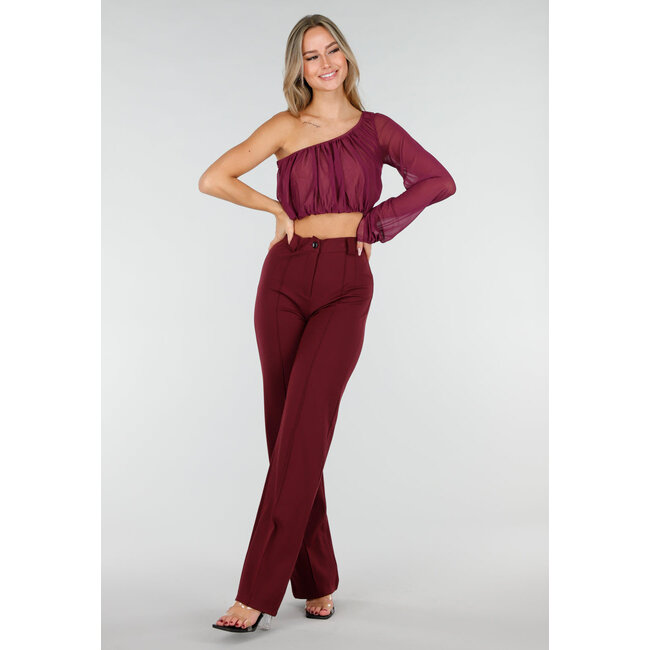 Lila One-Shoulder-Top mit abnehmbaren Ärmeln und Stretch