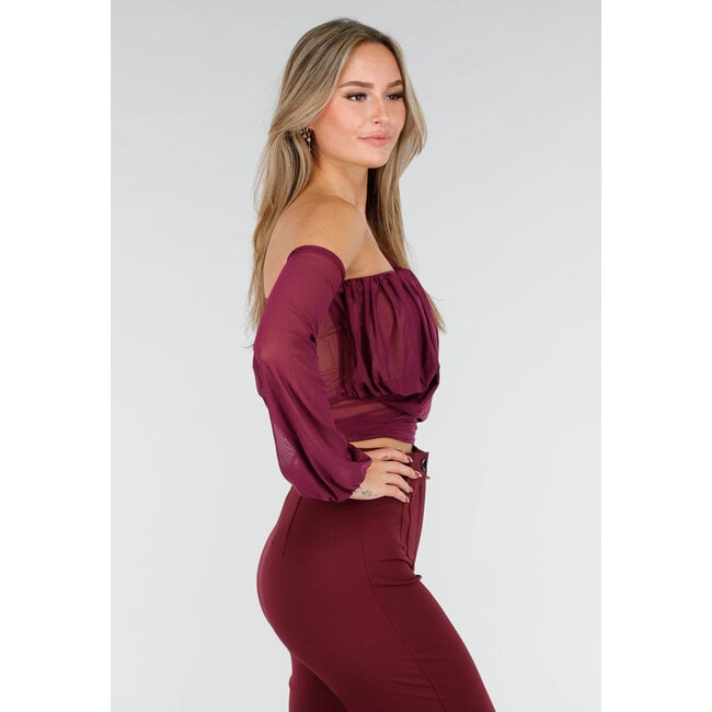 Lila One-Shoulder-Top mit abnehmbaren Ärmeln und Stretch