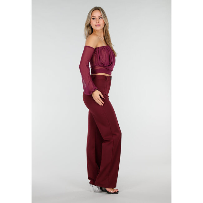 Lila One-Shoulder-Top mit abnehmbaren Ärmeln und Stretch