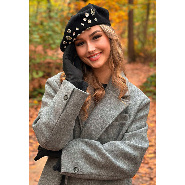 Baskenmütze mit Glitzersteinen