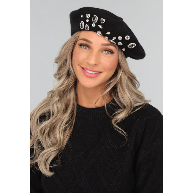Baskenmütze mit Glitzersteinen