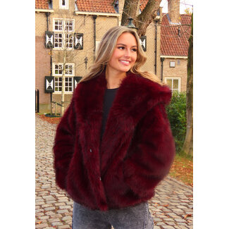 Kunstfelljacke Bordeaux Kurz