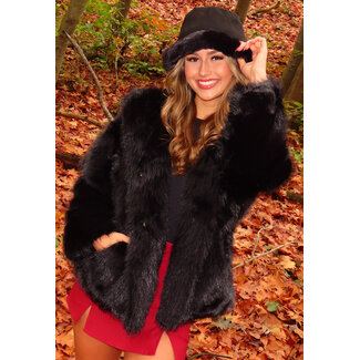 Pelzmantel Schwarz Kurz